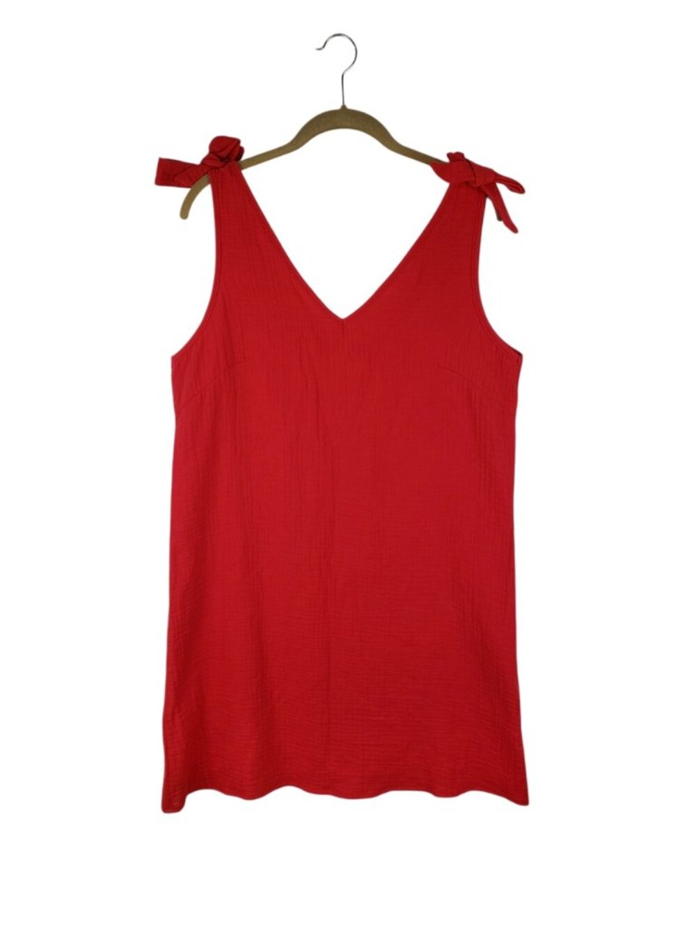 Cupshe Seas The Moment Mini Dress Red Cotton Gauze Tie Shoulder Womens Large